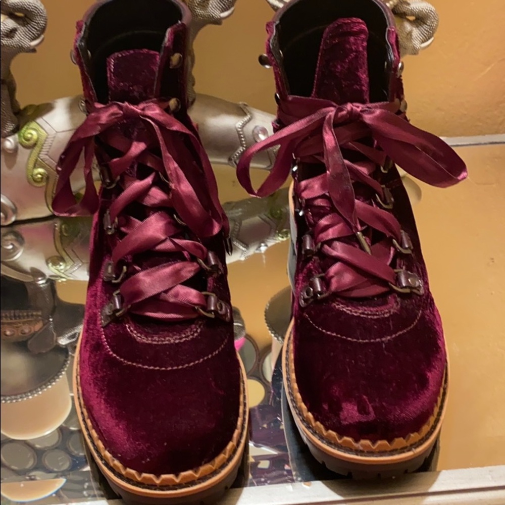 Beautiful Velvet Lace Up Bootie